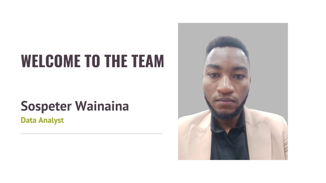 Welcome to the team Sospeter Wainaina