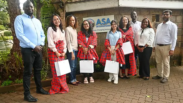 Rose Kinyua, Associate Vice President at EQ, SIPA students, and ASA Kenya representatives during a field visit in Nairobi, Kenya, in March 2026